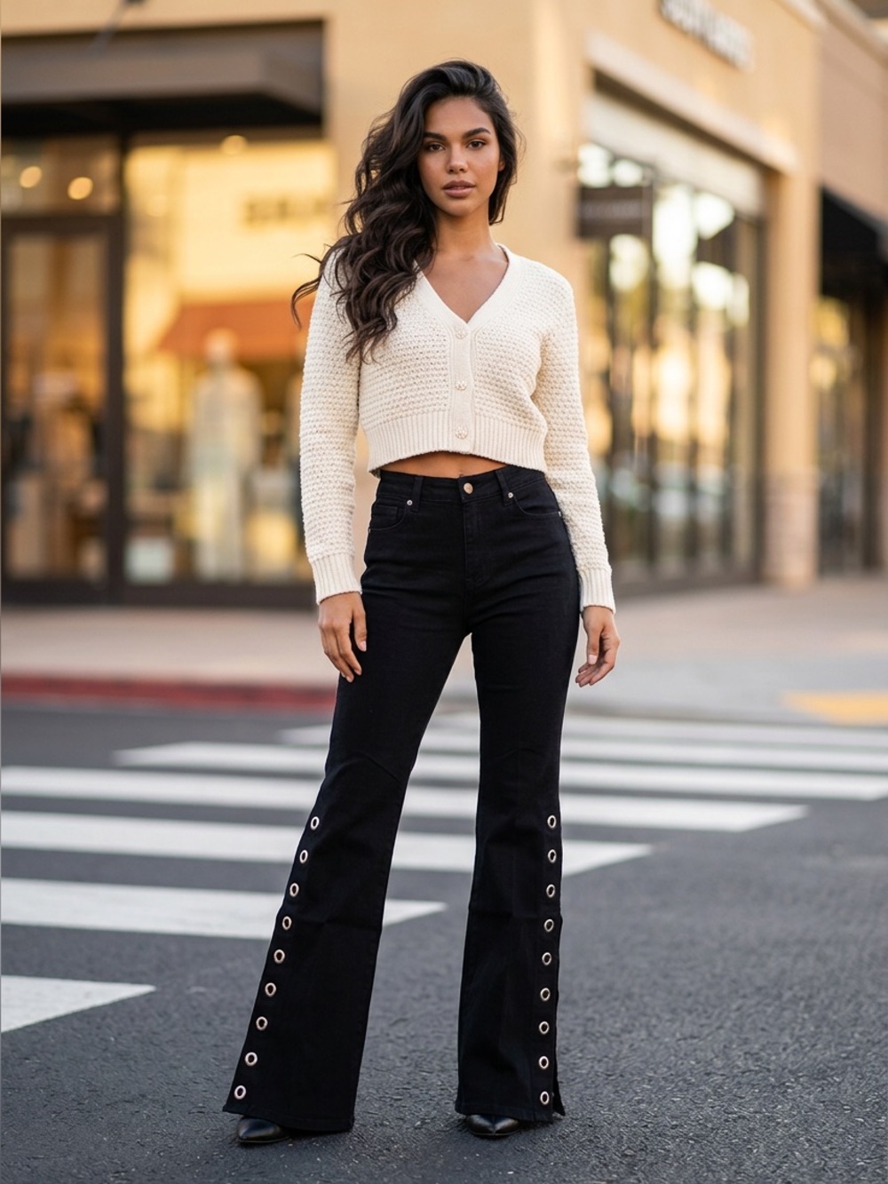 NWT Misa Los Angeles Super Star Slit Flare Jeans Black
